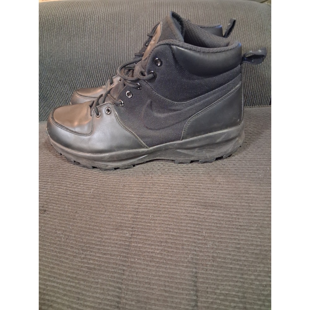 Nike Manoa Leather Triple Black Boots Mens 13 456978-001 Tactical Hiking Mid Top